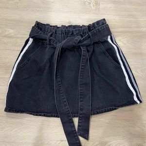 sporty black denim mini skirt